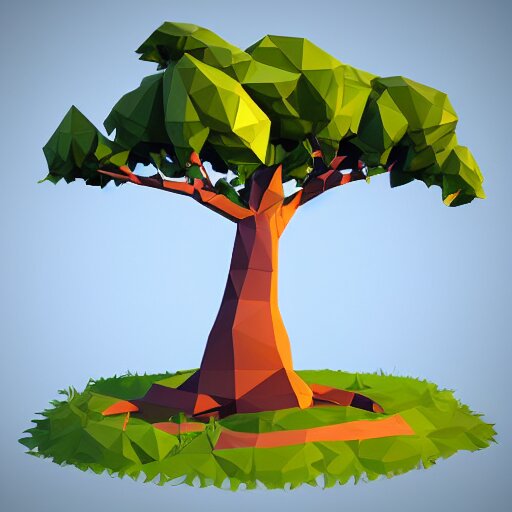 a low poly 3d object of the tree used in mobile game, large and majestic