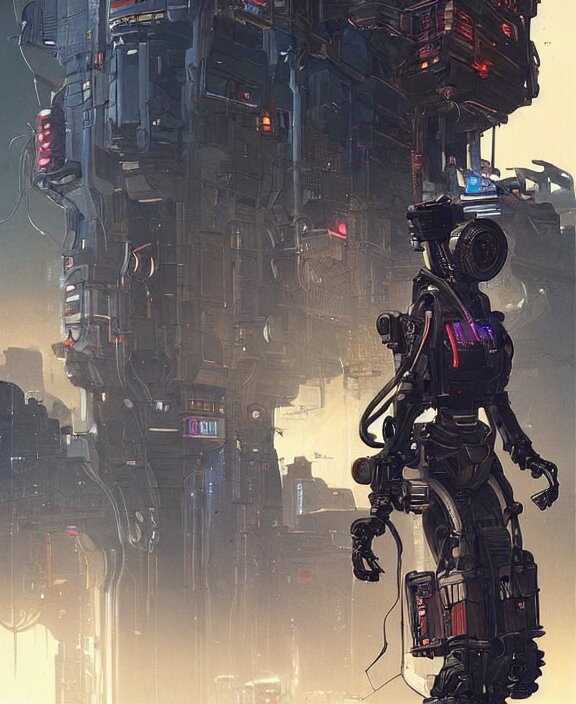 cyberpunk pathfinder robot from apex legends, portrait by james gurney and laurie greasley, concept art, cinematic composition, dramatic lighting, highly detailed, vintage sci - fi 