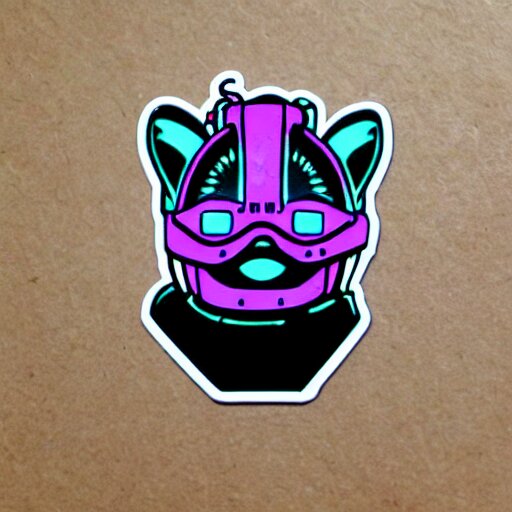 hydro sticker of a cyberpunk cat 