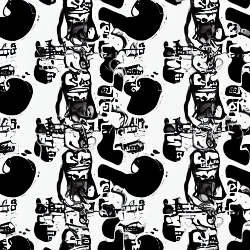 zef design black and white color scheme, graffiti, cute characters 