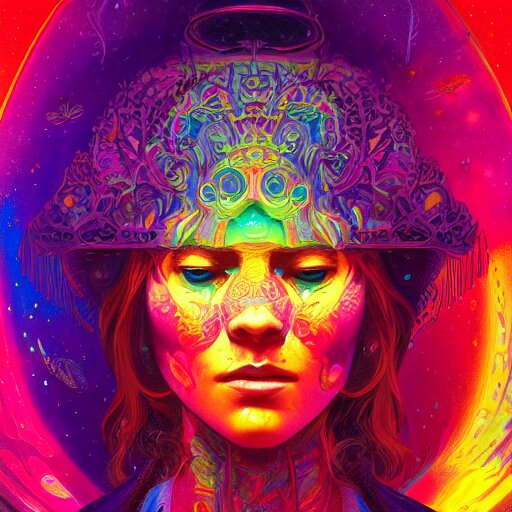 An extremely psychedelic experience, colorful, surreal, dramatic lighting, cosmonaut, LSD, face, detailed, intricate, elegant, highly detailed, digital painting, artstation, concept art, smooth, sharp focus, illustration, art by Sam Spratt, Dan Mumford, Artem Demura and Alphonse Mucha