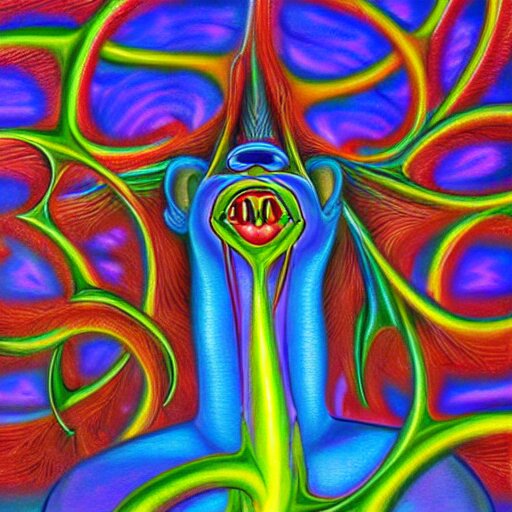 waluigi becomes a fractal, painted by alex grey. psychedelic visionary art 