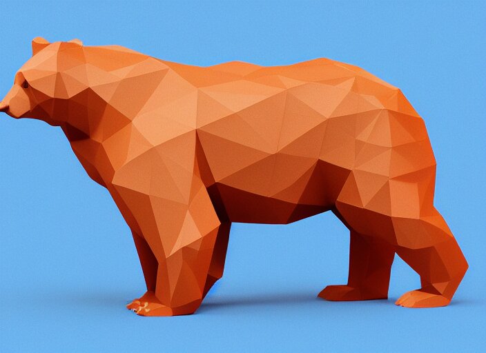 low polygon render of a bear, on a white background, isometric 3 d, ultra hd 