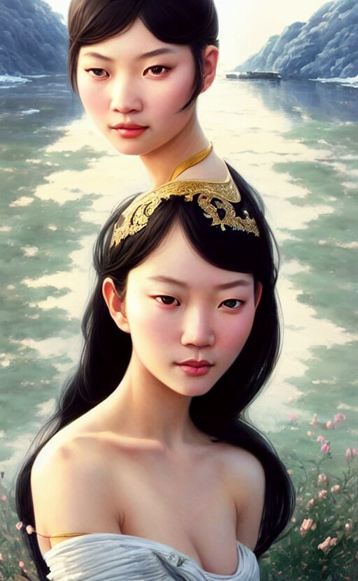 a beautiful young charming asian goddess with sundress + jewelry + shinny eyes | | winter, symmetric, realistic shaded, unpleasant face, good looking, fine details, dior, lv, realistic shaded lighting poster by greg rutkowski, macoto takahashi, magali villeneuve, artgerm, jeremy lipkin and michael garmash 