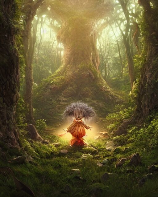 Hedgehog magus, gaia, nature, fairy, forest background, magic the gathering artwork, D&D, fantasy, cinematic lighting, centered, symmetrical, highly detailed, digital painting, artstation, concept art, smooth, sharp focus, illustration, volumetric lighting, epic Composition, 8k, art by Akihiko Yoshida and Greg Rutkowski and Craig Mullins, oil painting, cgsociety