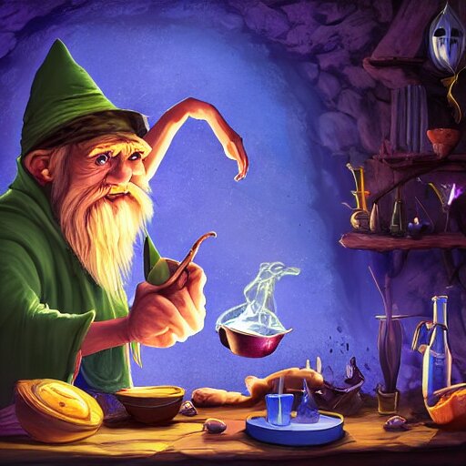 wizard making a potion, digital art, 4 k, fantasy, 