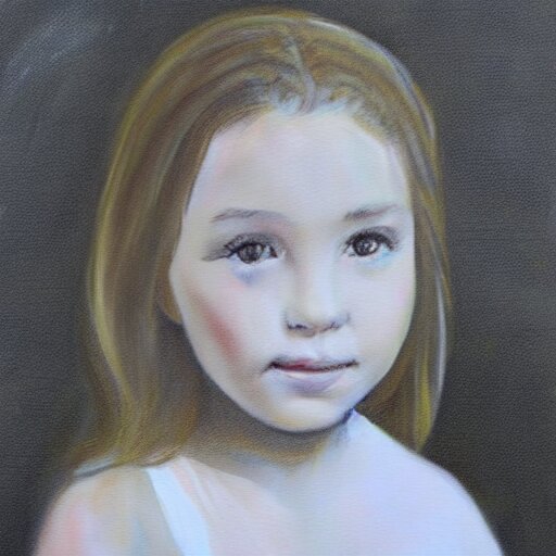 sketch painting of a portrait of a 8 year old girl 