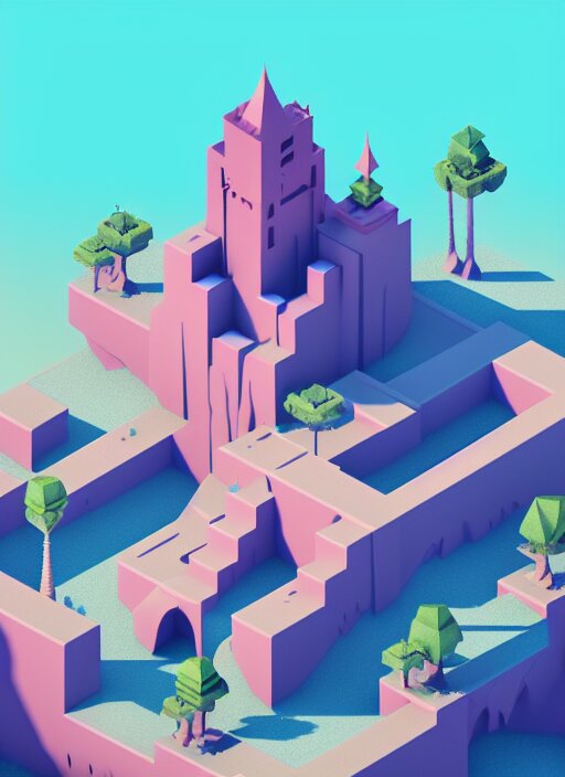 a low poly isometric render of saudi arabia in the style of monument valley, floral!, intricate, elegant, smooth shading, soft lighting, illustration, simple, solid shapes, by magali villeneuve, jeremy lipkin and michael garmash, rob rey and kentaro miura style, octane render 