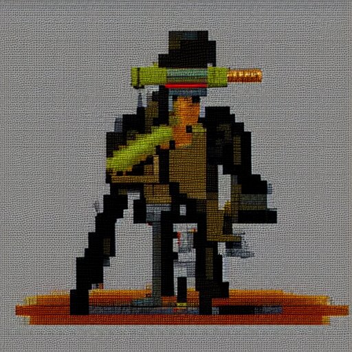 pixel painting of a sniper