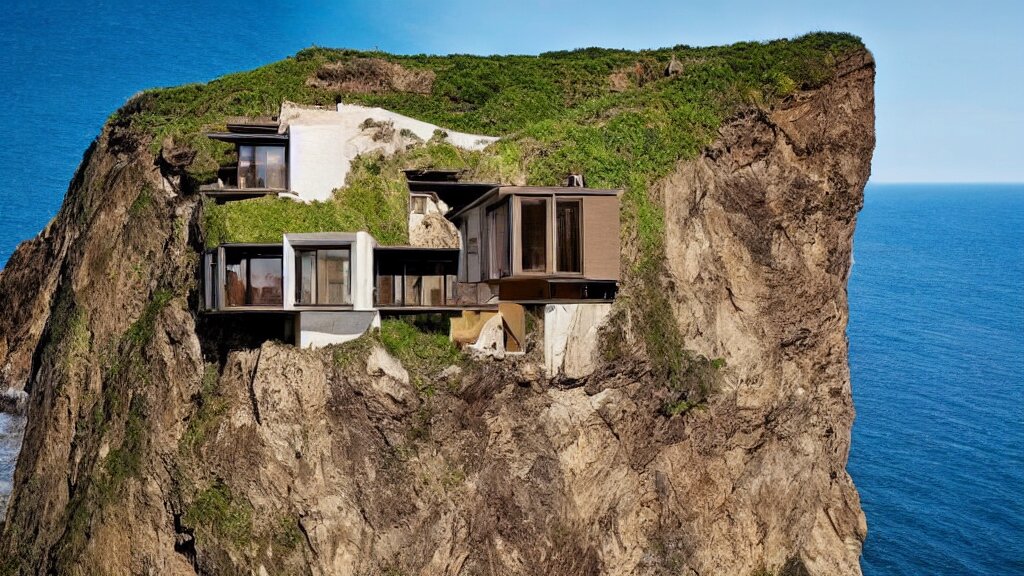 house built on the side of a cliff, award winning photo