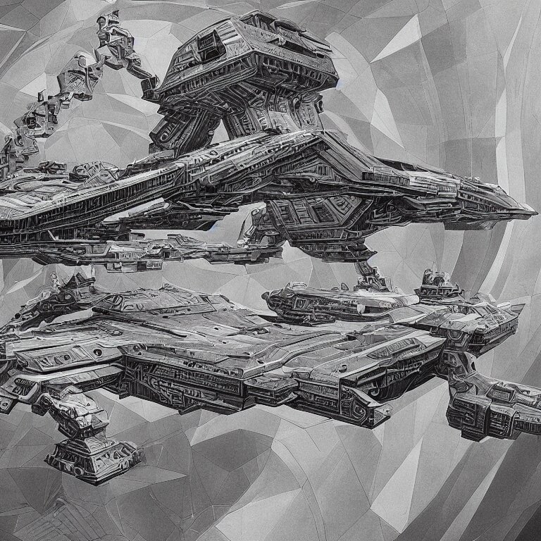 a spaceship built by MC Escher, sci-fi concept art, highly detailed