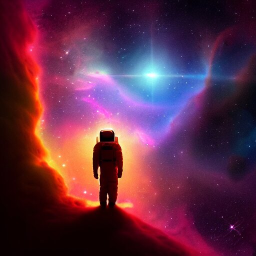 astronaut looking at a nebula , digital art , trending on artstation , hyperdetailed , matte painting , CGSociety