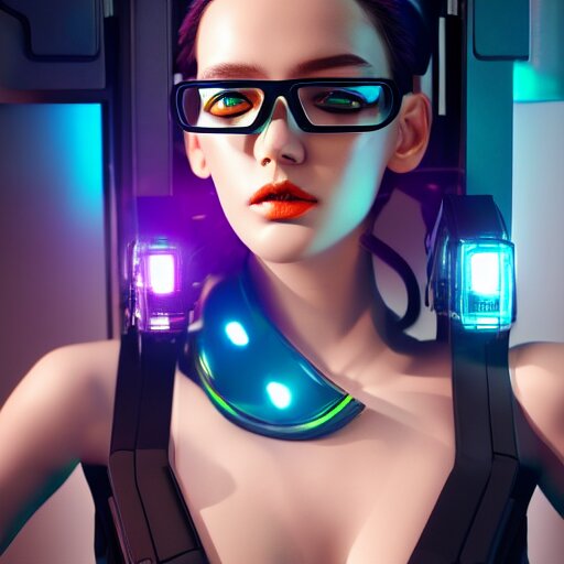 futuristic cyberpunk girl with innovative glasses inspired avant - garde art, deco fashion, highly detailed, photorealistic portrait, bright studio setting, studio lighting, crisp quality and light reflections, unreal engine 5 quality render 