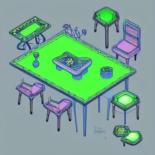 concept art 2 d game asset of furniture with an organic isometric design based on bioluminescent alien - like plants inspired by the avatar's bioluminescent alien nature. around the furniture, we can see plants that glow in the dark. all in isometric perspective and semi - realistic style item is in a black background colorful neons surrealistic masterpiece 