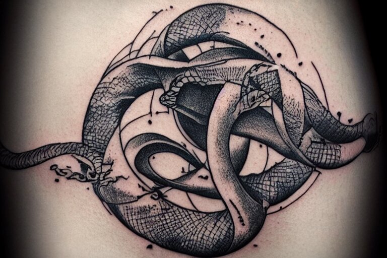 Tattoo of an ouroboros, digital art, 8k, UHD