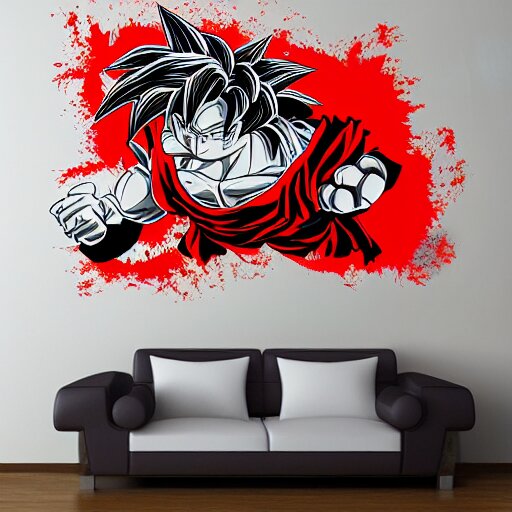 die cut sticker, goku with a strawhat, splatter paint 