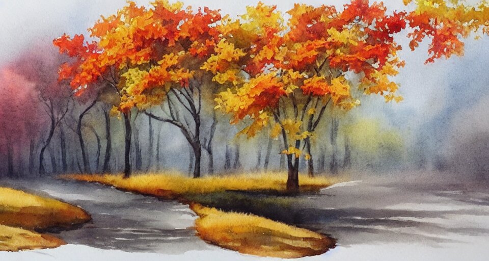 autumn watercolor by arti chauhan trending on artstation 