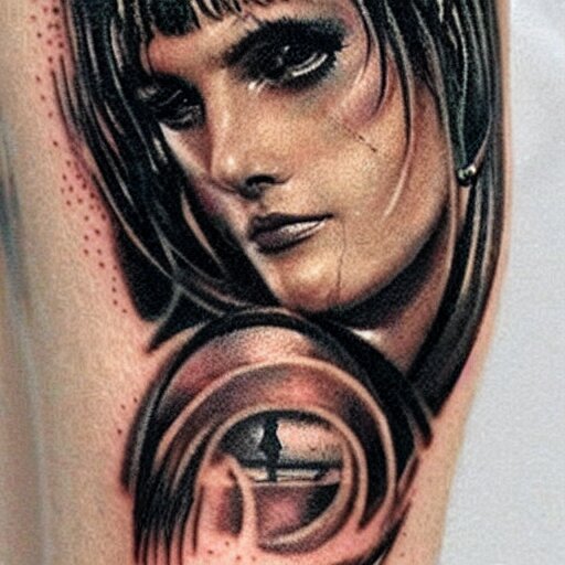 highly detailed tattoo of rachel smoking from blade runner 