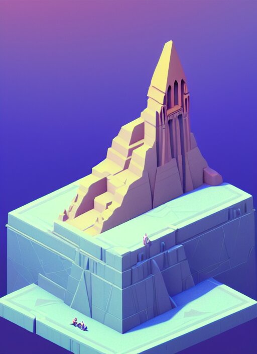 a low poly isometric render of sphinx in the style of monument valley, intricate, elegant, smooth shading, soft lighting, illustration, simple, solid shapes, by magali villeneuve, jeremy lipkin and michael garmash, rob rey and kentaro miura style, octane render 