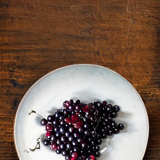 a man eats black currants in a plate, hyper realistic, hyper detailed, cfg _ scale 1 2 