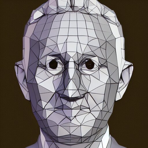 low poly roger stone head cube shaped