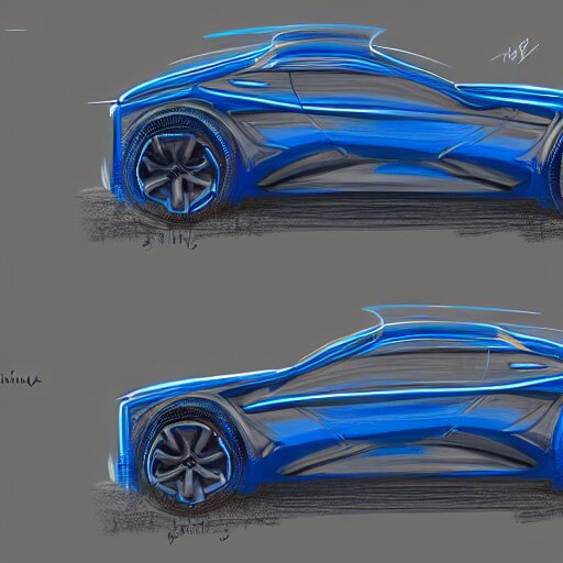 blueprint for an advanced car, concept art, digital sketch, 4 k, hd 