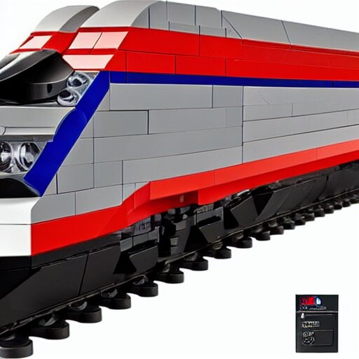 tgv from paris, brand new lego set ( 2 0 2 1 ), retail price 4 5 0, ultra realistic, uhd, 8 k 