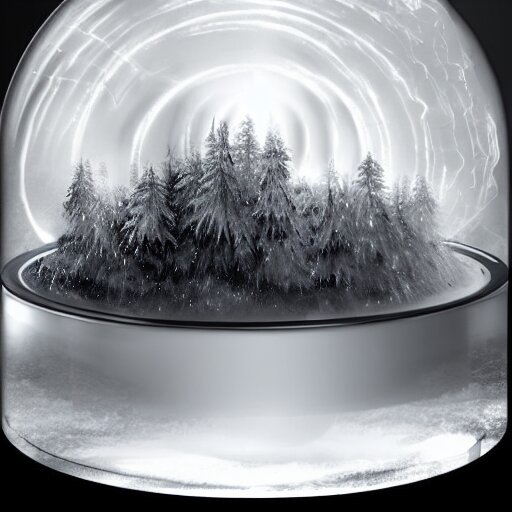 thunderstorm inside a snowglobe. Beautiful moody monochrome clouds in moody greys and blues. High quality digital art, trending on artstation