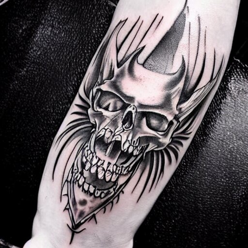 Very detailed masterpiece tattoo sketch of Dragon with skull