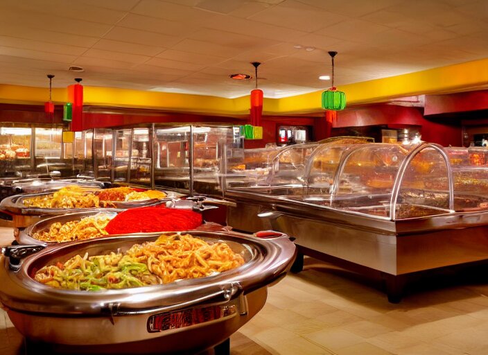 high quality photo of a chinese buffet in america, extreme detailed 