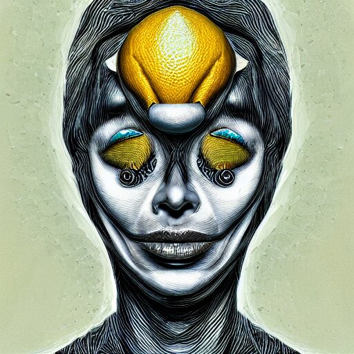 An extremely psychedelic portrait of A lemon, surreal, LSD, face, detailed, intricate, elegant, lithe, highly detailed, digital painting, artstation, concept art, smooth, sharp focus, illustration