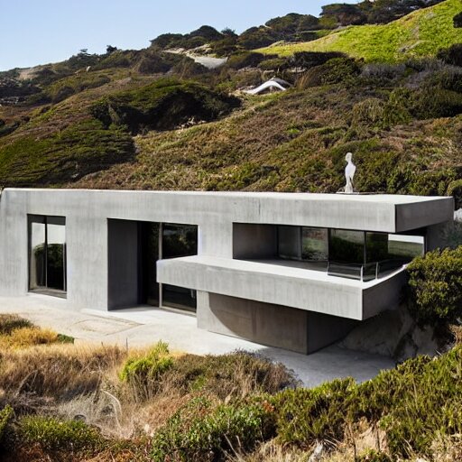 a modern concrete house on the bluffs overlooking the ocean in big sur california 