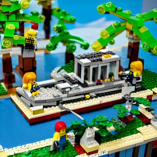 Lego overgrown deserted island city