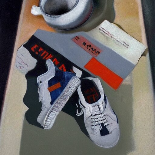 ultra realistic painting of sneakers, art by frank frazetta, 4 k, ultra realistic, highly detailed, epic lighting 