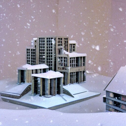 a snow globe diorama with a soviet apartment building in it, brutalism, isometric, physically based rendering, 1 9 9 0's 