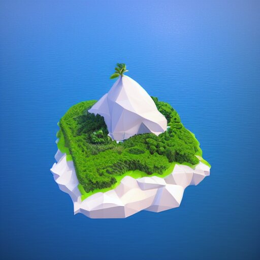 a floating island on an ocean isometric art, low poly art, game art, artstation, 3D render, ultra detailed, cgsociety, unreal engine 5