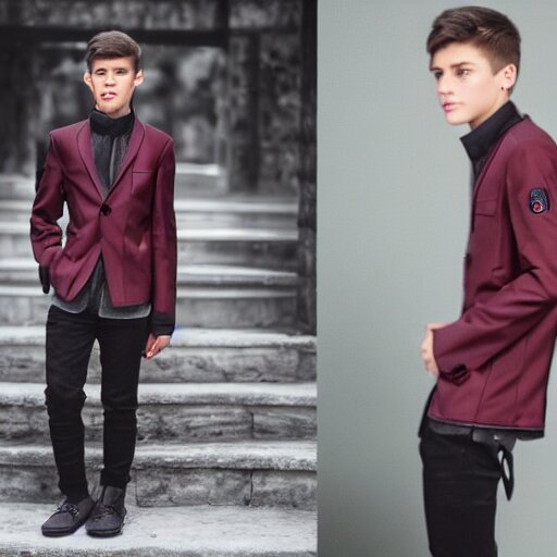 teenage Caucasian boy modeling malacca sultanate jacket