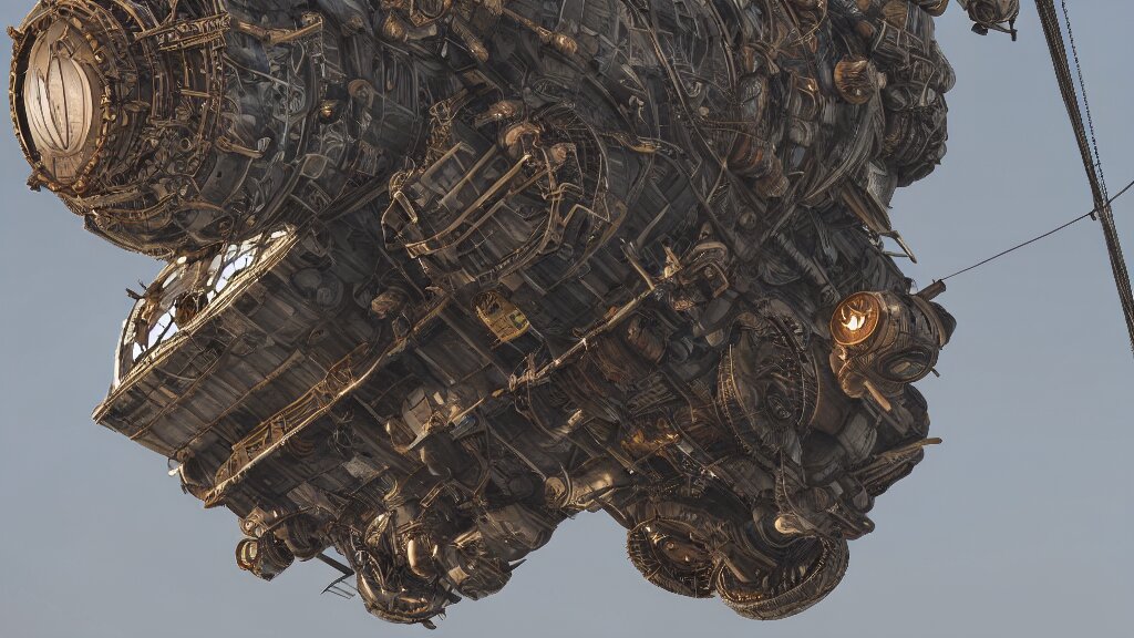 steampunk tardigrade airship, high detail, octane render, 8k