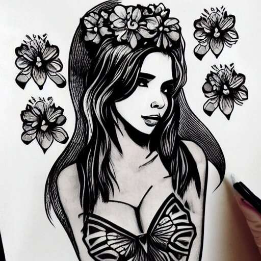 tattoo design, stencil, tattoo stencil, traditional, beautiful p