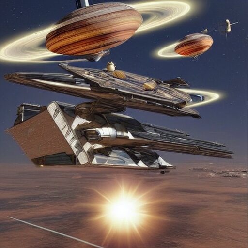futuristic, steampunk titanic flying through the solar system in the style of star wars 