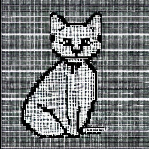 small 2 - bit grayscale pixel art cat sitting by brandon james ...