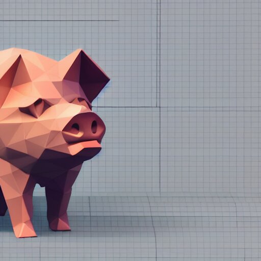 low poly pig render unreal engine 5, ray tracing, in an isometric view using a playstation 1 ps 1 aesthetics, asset, blank background 