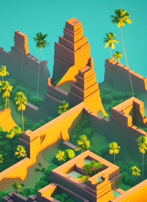 a low poly isometric render of bali in the style of monument valley, intricate, elegant, smooth shading, soft lighting, illustration, simple, solid shapes, by magali villeneuve, jeremy lipkin and michael garmash, rob rey and kentaro miura style, octane render 