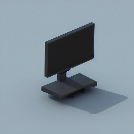 3 d cute object of the pc monitor, mobile game, isometric art, centralised, mohamed chahin, blender cycles render, solid colours material, no background and shadows 