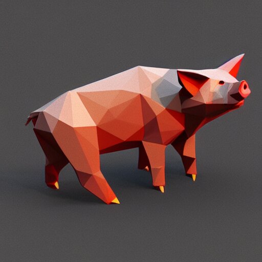 low poly pig render unreal engine 5, ray tracing, in an isometric view using a playstation 1 ps 1 aesthetics, asset, blank background 