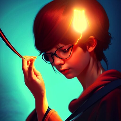 a woman holding a magic wand casting a spell, concept art by Ilya Kuvshinov, contest winner, fantasy art, official art, concept art, high detail, experimental, high quality, hyperrealistic, 4k