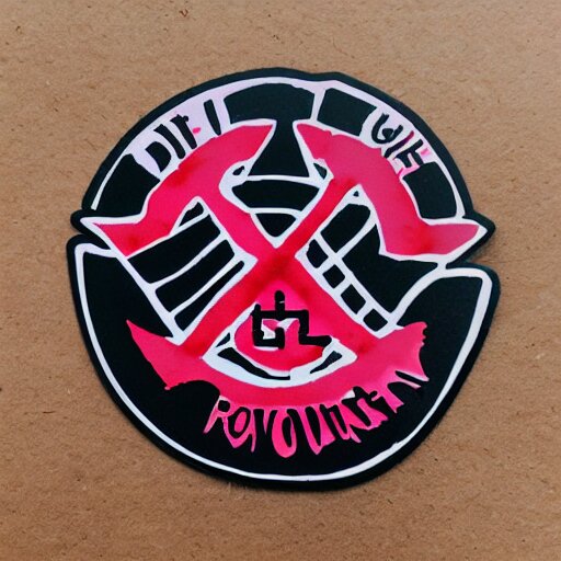 die cut sticker, revolutionary anarchist girl, splatter paint 