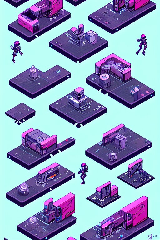 isometric design, sprite sheet, game resources, futuristic van by josan gonzalez 