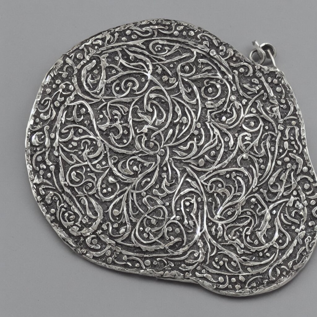 Amulet Of Ottoman inlaid in silver, realistic, clean