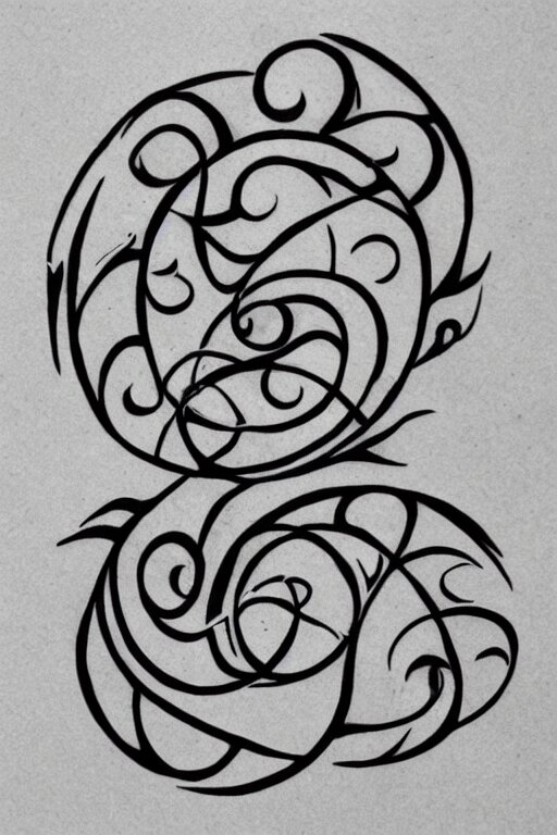 a simple tattoo design of birds flying in a 3 spiral, black ink, logo 